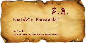 Paxián Manassé névjegykártya
